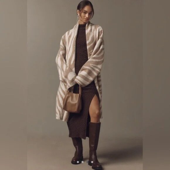 Anthropologie Women's Beige The Mariel Longline Cardigan Sweater Size O/S 2983 - Picture 2 of 12